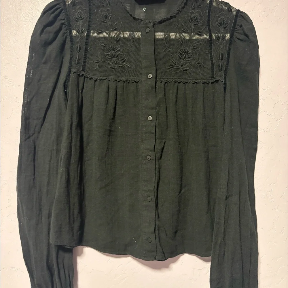 Zara Dark black Embroidered Blouse - Picture 3 of 6